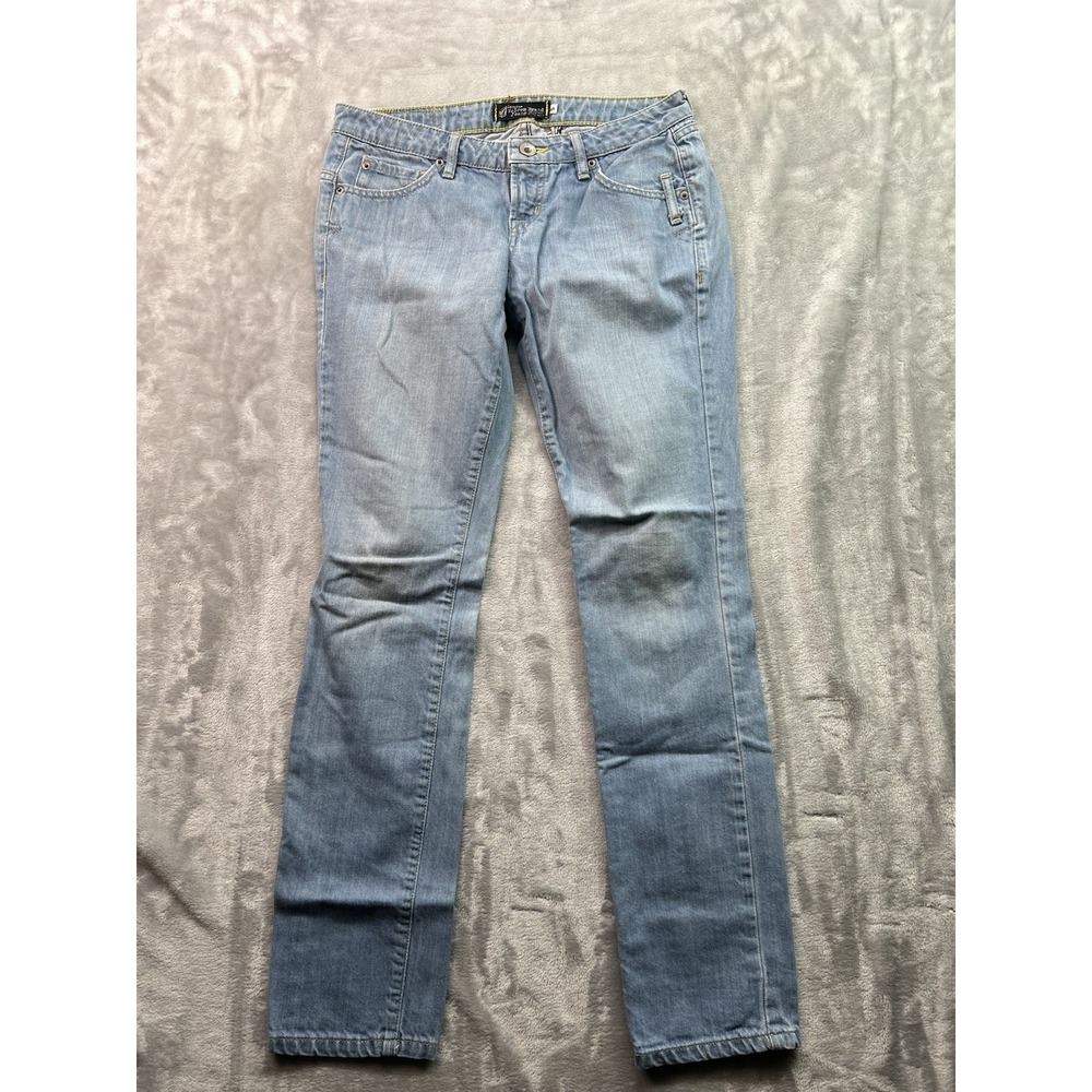 Volcom Womens Sz 5 Blue Jeans Straight Leg Low Rise Light Wash Skate Surf Denim